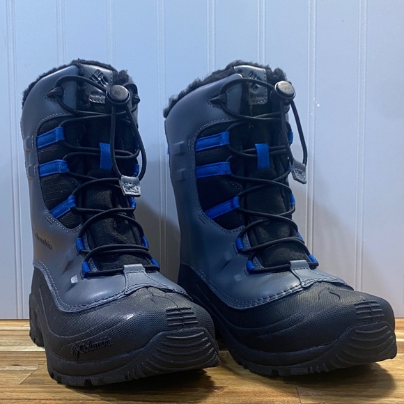 Columbia Big Kids' Bugaaboot Gray and Blue Waterproof Snow Boots - Picture 2 of 7